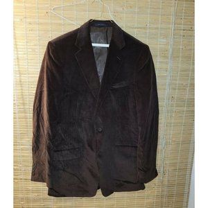 Club Room Macys 42L Men Sport Coat Corduroy 2 Button Brown Cotton Polyester B403
